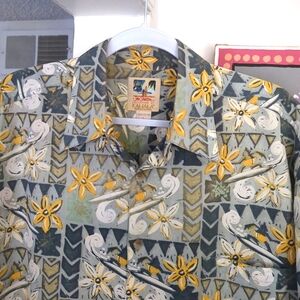 🌴John Severson Collection By Kahala Hawaiian Shirt Large Floral Tiki Surfing